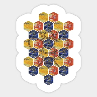 Red, Yellow, Green Honeycomb & Bee Graphic Sticker